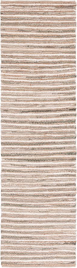 SAFAVIEH Cape Cod Collection Area Rug - 2'3" x 8' Runner, Natural/Green, Geometric Design, Ideal for High Traffic Areas in Living Room, Bedroom, Dining (CAP151Y)