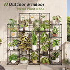 Metal Plant Stand Outdoor 63" Tall Plant Shelf for Plants 14-Tier Large Plant Sheves for Indoor Plants Living Room Heavy Duty Rack Garden Balcony Patio Hanging Planter