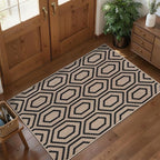 Tangsoo Easy Jute Rug 2x3 Outdoor Rug,Washable Non-Slip Small Rug for Entryway,Neutral Geometric Thin Indoor Carpet Farmhouse Small Throw Mat for Kitchen Bedroom Entry Front Door