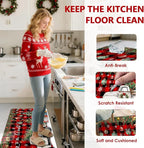 Christmas Rugs for Kitchen Floor, Red Buffalo Plaid Christmas Truck Mats for Kitchen Floor Rubber Non Slip, 2PCS Farmhouse XmasTree Kitchen Mat Cushioned for Room Doorway 15.7"×27.5" +15.7"×47"