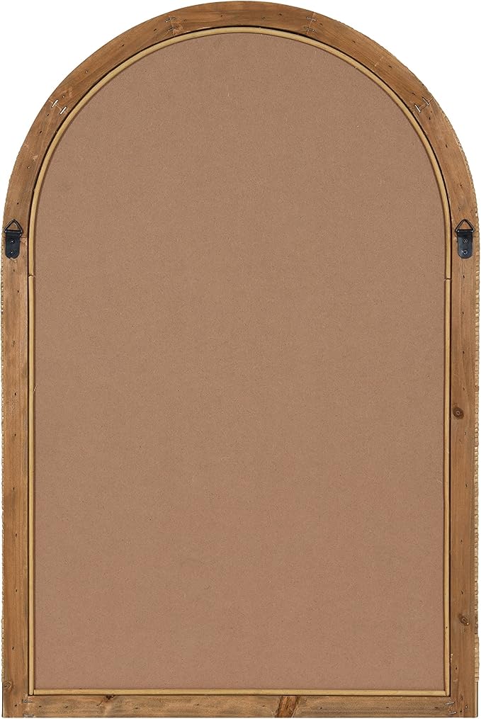 Kate and Laurel Rahfy Boho Arch Rattan Mirror; 20x30; Natural Wood; Decorative Wooden Mirror with Authentic Rattan Frame for Bohemian Wall Decor