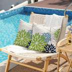 DFXSZ Green and Dark Light Blue Floral Pillow Covers 20x20 Set of 2 Outdoor Pillows Covers Waterproof Summer Pillowcovers Polyester Cushion Case Decor for Couch Patio Funiture Garden Porch 01U20