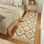 Area Rug 2x6 Rug Machine Washable Non-Slip Low Pile Print Pattern Western Rug for Living Room Bedroom Entryway Tribal Series -Cream/Camel