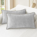 CaliTime Throw Pillow Covers Decorative 12 X 20 Inches Pack of 2 Cotton Thread Stitching Edges Solid Dyed Soft Chenille Cushion Cases for Couch Sofa Bed Living Room Farmhouse Moonbeam Gray