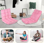 SUPER DEAL 14-Position Folding Floor Chair Gaming Sofa Cushioned Padded Reclining Bed Lounge Couch Seating for Comfy Reading, Reading, Gaming, Relaxing, Watching TV, Pink