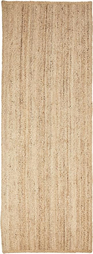Superior Braided Jute Handwoven Indoor Runner Rug, Floor Decor For Hallway, Living Room, Dining Room, Bedroom, Office, Dorm, Kitchen, Entry, Hand-Woven Modern Farmhouse Rugs, 2' 6" x 8', Natural Tan