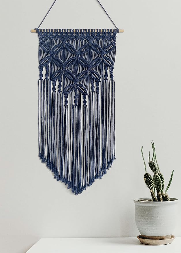 Handmade Cotton Home Decor Macrame Wall Hanging Navy