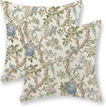 Chinoiserie Pillow Covers 18x18 Set of 2 Blue Green Bird Floral Throw Pillows Vintage Blue Flowers Decorations Outdoor Pillowcase Chinoiserie Decor Farmhouse Linen Cushion Case for Couch Home