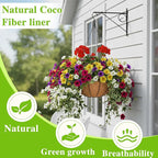 4 Pack Hanging Planter Basket with Coco Coin Liner 8 inch Hanging Flower Pots Outdoor Decorative Round Wire Plant Holder with Chain Metal Hanging Baskets for Plants Outdoor