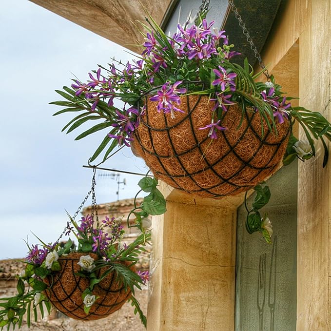 Coco Liners for Planters - 6 Pack 18 Inch Round Hanging Basket Liners, 100% Natural Coconut Fiber Replacement Liners for Hanging Baskets Planters Flowers, Plants, Vegetables (18'' Pack of 6)