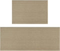 Artoid Mode Washable Non Slip Kitchen Rugs and Mats Set of 2, Rubber Backing Absorbent Kitchen Mats for Floor Front of Sink - 24x35 and 24x60 Inch