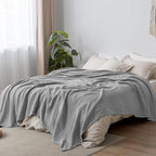 PHF 100% Cotton Muslin Blanket Queen Size 90"x90", 4-Layer Lightweight Gauze Throw, Breathable Cloud-Soft Minimalist Blanket for Bed, Couch, Camping & Baby, Grey, Ideal Gift