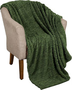 Superior Fleece Boho Jacquard Blanket, Decorative Blankets for Bedroom, Sofa, Fuzzy, Plush, Fluffy, Soft, Cute Room Decor, Beautiful Cover, Comfort Essentials, Arctic Collection, Full/Queen, Green