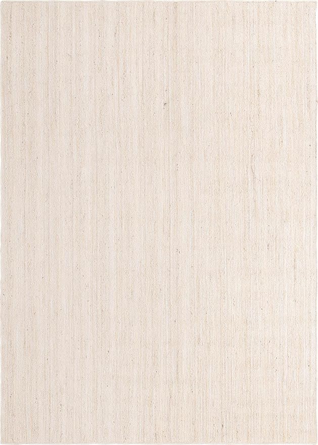 Unique Loom Braided Jute Collection Area Rug - Dhaka (7' 1" x 10' Rectangle, White)