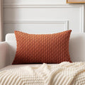 Kevin Textile Fall 14x20 Inch Pillow Cover 1 Pack Boho Decorative Soft Striped Corduroy Lumbar Farmhouse Solid Color Accent Rectangle Cushion Case for Living Room Couch Sofa Bed, Rust