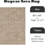 HUGEAR Area Rug 5x7 Light Brown Machine Washable Living Room Rugs Distressed Vintage Floral Vacuumable Low Pile Carpet Bedroom Office Dining Room Laundry Room Non Slip Soft Lightweight