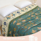 Boho Throw Blanket for Bed, 100% Pure Cotton Ultra Soft Rustic Quilt, Farmhouse Decor Bed Blankets, All Season Rustic Throw for Sofa Couch Chair(80''x 90'', Bird A)