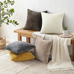decorUhome Spring Cream White Chenille Euro Sham Throw Pillow Covers 24x24 Set of 2 Textured Soft Cozy Slubby Couch Pillow Covers Modern Farmhouse Boho Decorative Pillow Cases for Bed Sofa Living Room