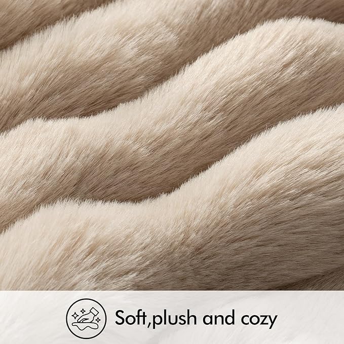 MIULEE Faux Fur Pillow Covers Thick Soft Plush Lumbar Throw Pillows Luxury Spring Home Decor for Couch Bed Bedroom Living Room Sofa,12x20 Inch Pack of 2 Khaki