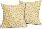 Yellow Floral Pillow Covers 22x22 Set of 2 Vintage Rustic Old Style Cute Small Flower Cream Print Decorative Outdoor Pillowcases Farmhouse Throw Cushion Case Decor for Couch Sofa Bed