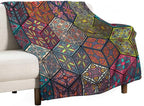 Hippie Bohemian Mandala Throw Blanket Indian Flower Floral Texture Print Blanket for Sofa Bed Couch Chair Or Dorm 70"x80"