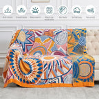 Boho Throw Blanket for Bed-100% Cotton Soft Breathable Farmhouse Decor Boho Quilt for Sofa (Colorful Sun, 80"x90")