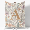 JXREQ Throw Blanket Initial Letter A Personalized Monogrammed Gifts for Women Teen Girls Frends, Boho Floral Throw Blankets for Bed Sofa Living Room Office, 50x60 Inch