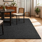 Softlife 5x7 Rugs for Living Room Faux Jute Area Rug Washable Modern Bedroom Rugs Large Non-Slip Farmhouse Floor Carpet for Dining Room Hallway Office Kitchen Entryway, Black