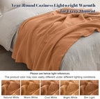 PHF 100% Cotton Muslin Throw Blanket 50" x 60", 4-Layer Lightweight Gauze Throw, Breathable Cloud-Soft Minimalist Blanket for Bed, Couch, Camping & Baby, Caramel, Ideal Gift