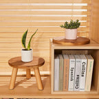 Yanbaga 2 Pack Wood Plant Stand Indoor,11-12" Mid Century Modern Plant Stand Holder with Growth Ring,Plant Stool Display Stand for Flower Pots ,Outdoor, Garden,Patio