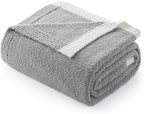 Snuggle Sac Grey Throw Blanket for Couch Bed Sofa 60x80 inches, Reversible Grey Blanket Microfiber Fluffy Fuzzy Cozy Knit Twin Blanket for Women Mothers Birthday Gifts