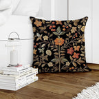 William Morris Abstract Vintage Print Floral Velvet Design Throw Pillow Covers Home Decor, Retro Art Decor Pillowcase Cushion Cover for Bed Sofa Living Room, Square 18x18inch (Black-Floral)