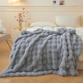 LIFEREVO Luxury Fluffy Faux Rabbit Fur Blanket, Plush Fuzzy Bubble Waffle Throw for Couch Sofa, Cozy Comfy Furry Bed Blanket Home Decoration, Shaggy Throw for Bedroom Living Room, 60x90, Light Grey