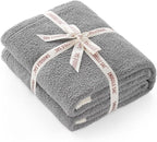 Snuggle Sac Ultra Soft Throw Blanket for Couch Bed Sofa 50x60 inches, Reversible Grey Blanket Microfiber Fluffy Fuzzy Cozy Knit Throws for Women Mothers Birthday Gifts
