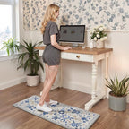 GENIMO Kitchen Mats for Floor 2PCS, Cushioned Kitchen Rugs Non Slip Washable, Farmhouse Anti Fatigue Mat Waterproof, Comfort Standing Mat Rug for Office, Home, Laundry, 17.3"x47"+17.3"x30", Beige&Blue