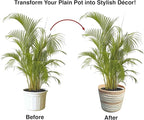 Planter Basket Set – 5-Piece Handwoven Jute Planter Basket for Home Decor, Nursery, or Indoor Plants (5'' to 8'' Diameter, 4.75'' to 7.75'' Height) – Wrinkle Free - Natural Beige with White Band
