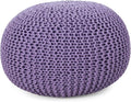 Christopher Knight Home Belle Knitted Cotton Pouf, Lavender