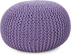 Christopher Knight Home Belle Knitted Cotton Pouf, Lavender
