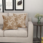 Kawani Tan Brown Starfish Ocean Pillow Covers 18X18 Inch Summer Nautical Coastal Beach Decorative Pillow Cases Set of 2 Cotton Linen Throw Pillows Seasonal Home Decor for Sofa Couch Cushion Outdoor