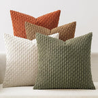 MIULEE Camel Green Decorative Throw Pillow Covers for Couch Living Room 18x18 Inch Soft Pillow Cases Set of 4 Boho Striped Corduroy Farmhouse Cushion Covers Home Decor for Sofa Bed