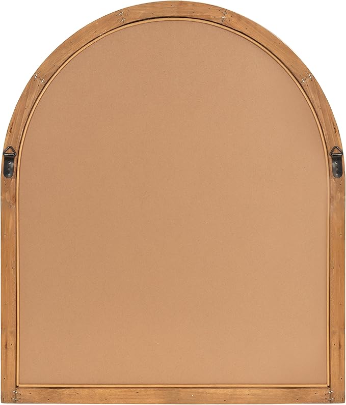 Kate and Laurel Rahfy Boho Arch Rattan Wall Mirror; 28 x 32; Natural Wood; Decorative Wooden Mirror with Authentic Rattan Frame for Bathroom Vanity Mirror