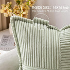 MIULEE Spring Decorative Throw Pillow Covers for Couch Bed Livingroom 16x16 Inch Set of 2 Light Green Boho Accent Throw Pllows Broadside Striped Patchwork Soft Corduroy Summer Pillowcases