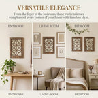 Set of 2 11x15 Inch Rectangular Shatterproof Redbrown Decorative Wall Mirrors, Boho Farmhouse Rustic Vintage Accent Mirrors for Living Room Bedroom Entryway & Home Decor