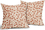 Burnt Orange Floral Pillow Covers 20x20 Set of 2 Vintage Rustic Old Style Cute Flower Orange Cream Print Decorative Outdoor Pillowcases Fall Farmhouse Throw Cushion Case Decor for Couch Sofa Bed