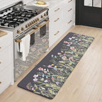 KIMODE Anti Fatigue Floor Mat, Cushioned Farmhouse Runner Rug, Non Slip, Memory Foam for Kitchen, Laundry, Office, Sink Dark Gray/Purple 17.3"x59"