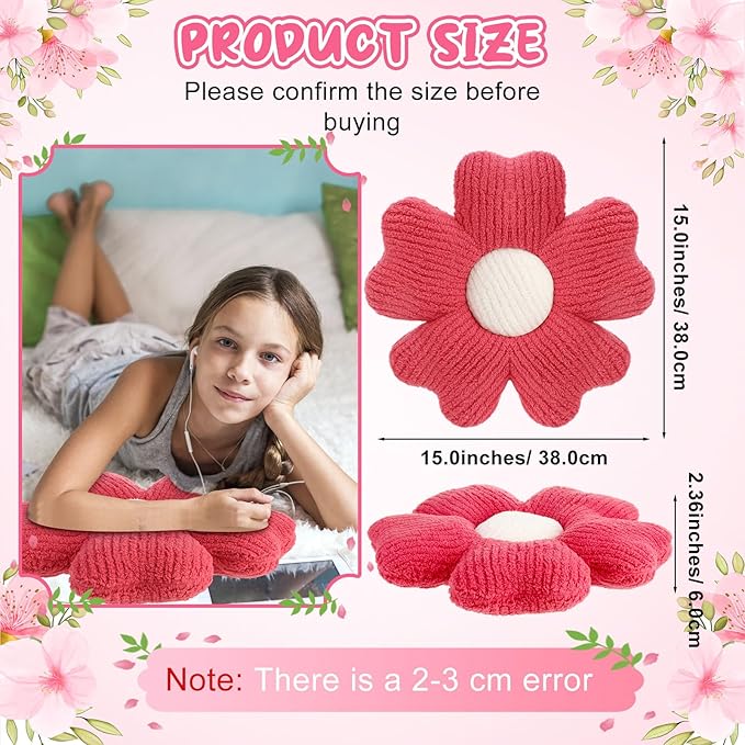 6 Pcs Flower Shaped Pillows Daisy Floor Throw Pillows 15 Inch Flower Seat Cushion for Reading Sofa Couch Bed Decor for Back to School First Day of School(Fresh Color)