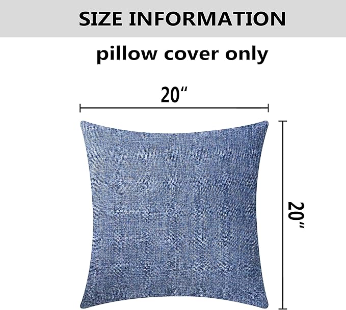 Home Brilliant Indigo Linen Decorative Pillow Covers Lined Cushion Cover for Couch, 20x20 Inch(50x50cm), Navy Blue