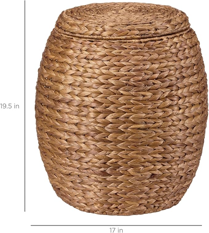 Best Choice Products Multipurpose Hyacinth Storage Basket, Plant Décor, Handwoven Organizer Tote for Bedroom, Living Room, Nursery, w/Lid - Chestnut