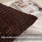 Pack of 2 Corduroy Decorative Throw Pillow Covers 26x26 InchSoft Striped Pillow Covers Modern Farmhouse Home Decor for Sofa Living Room Couch Bed（Dark Brown）