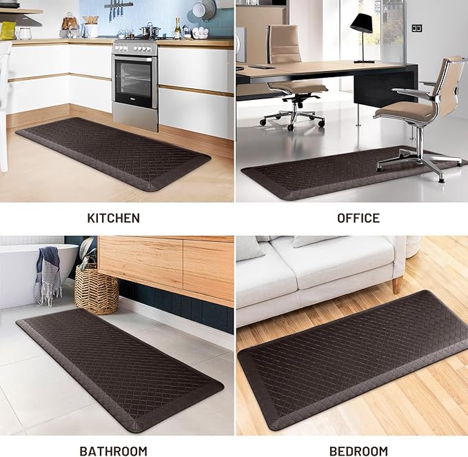 HappyTrends Kitchen Floor Mat - 4/5 Inch Thick Anti-Fatigue Kitchen Rug,Waterproof Non-Slip Kitchen Mats and Rugs Heavy Duty Ergonomic Comfort Rug for Kitchen,Office,Sink,Laundry,(22"x54", Chocolate)